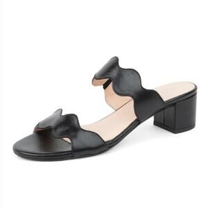 Patricia Green Black Palm Beach Block Heel Scalloped Sandal - 11